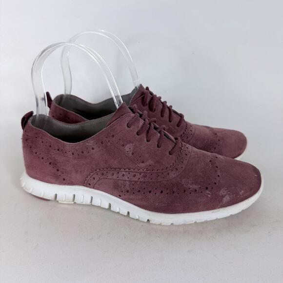 Cole Haan ZERØGRAND Oxfords Women's 7 Burgundy Suede Wingtip Low Top Comfort - Picture 2 of 10